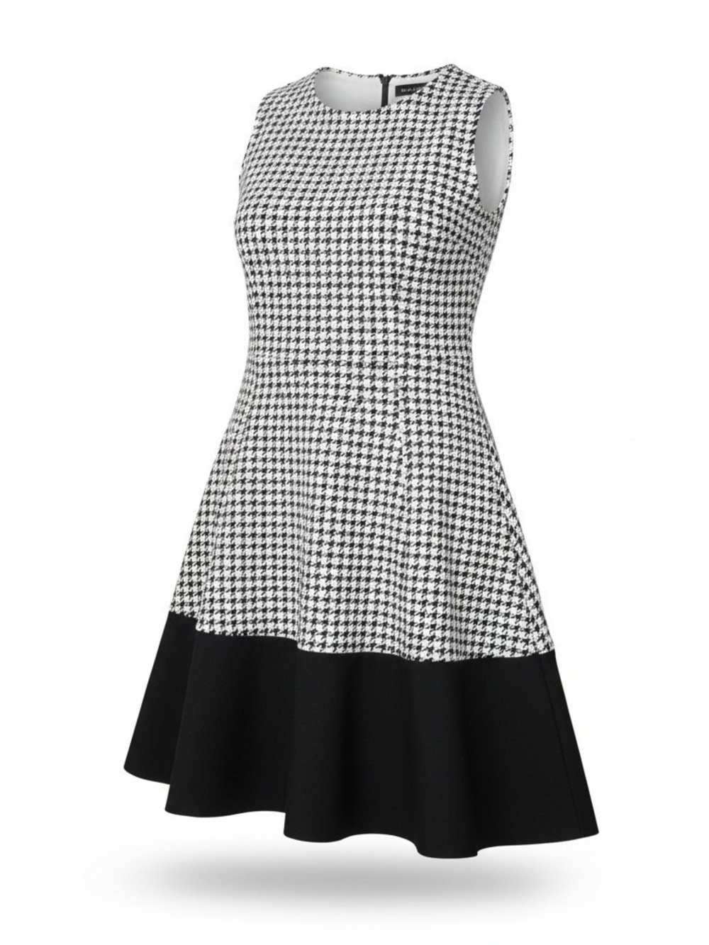 Anne Klein Black & White Houndstooth Fit-and-Flare Dress